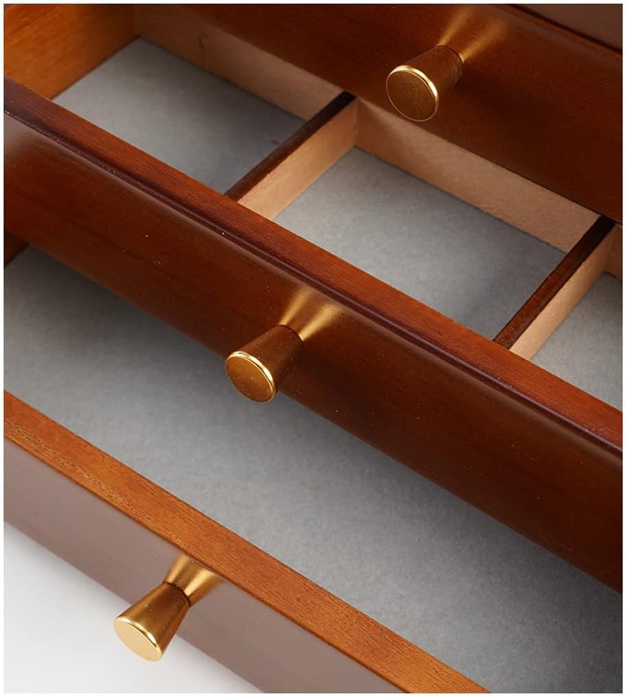 Jewelry Box Organizer Wooden Jewelry Storage Box Women's Retro Jewelry Box Storage Box Ear Stud Jewelry Box Jewelry Organizer Small (White Two drawers) (Brown Four drawers) (Brown Four drawers)