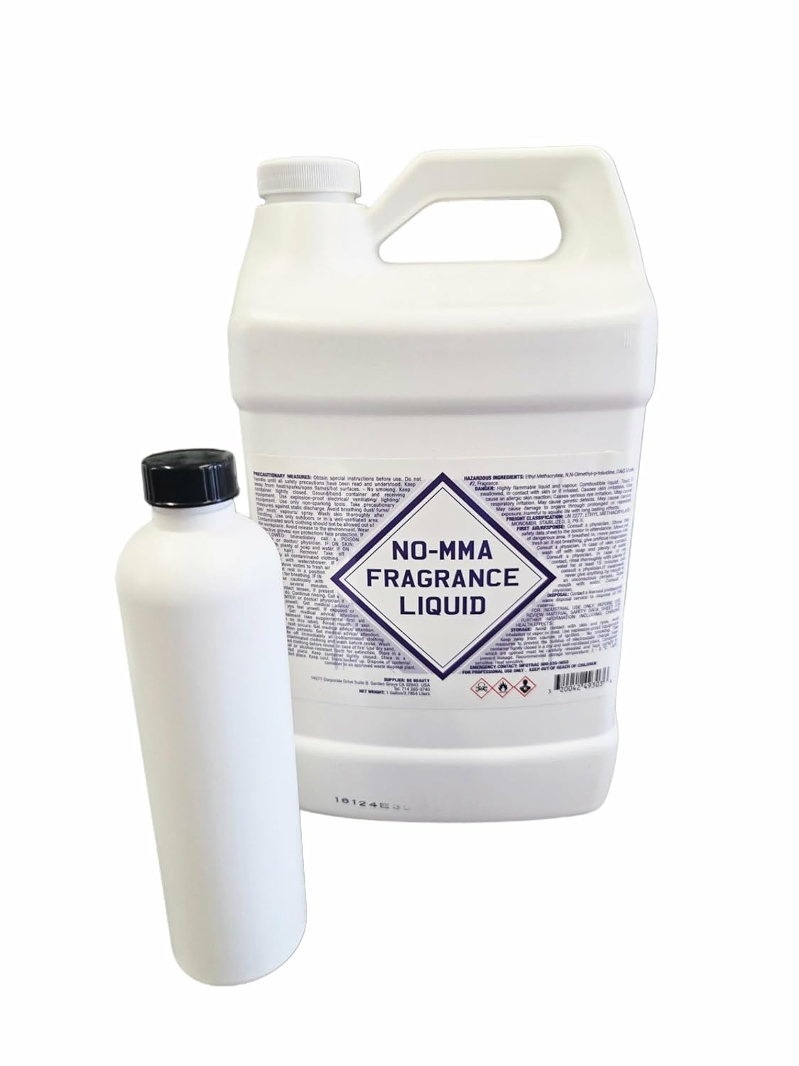 EMA Monomer Nail Liquid Quick Dry Non-Yellow Fast Set 1 Gallon 128 Fl. Oz. with FREE REFILL Bottle, Low Smell, Purple Color, Seal Plastic Bottle for Nail Art Creation