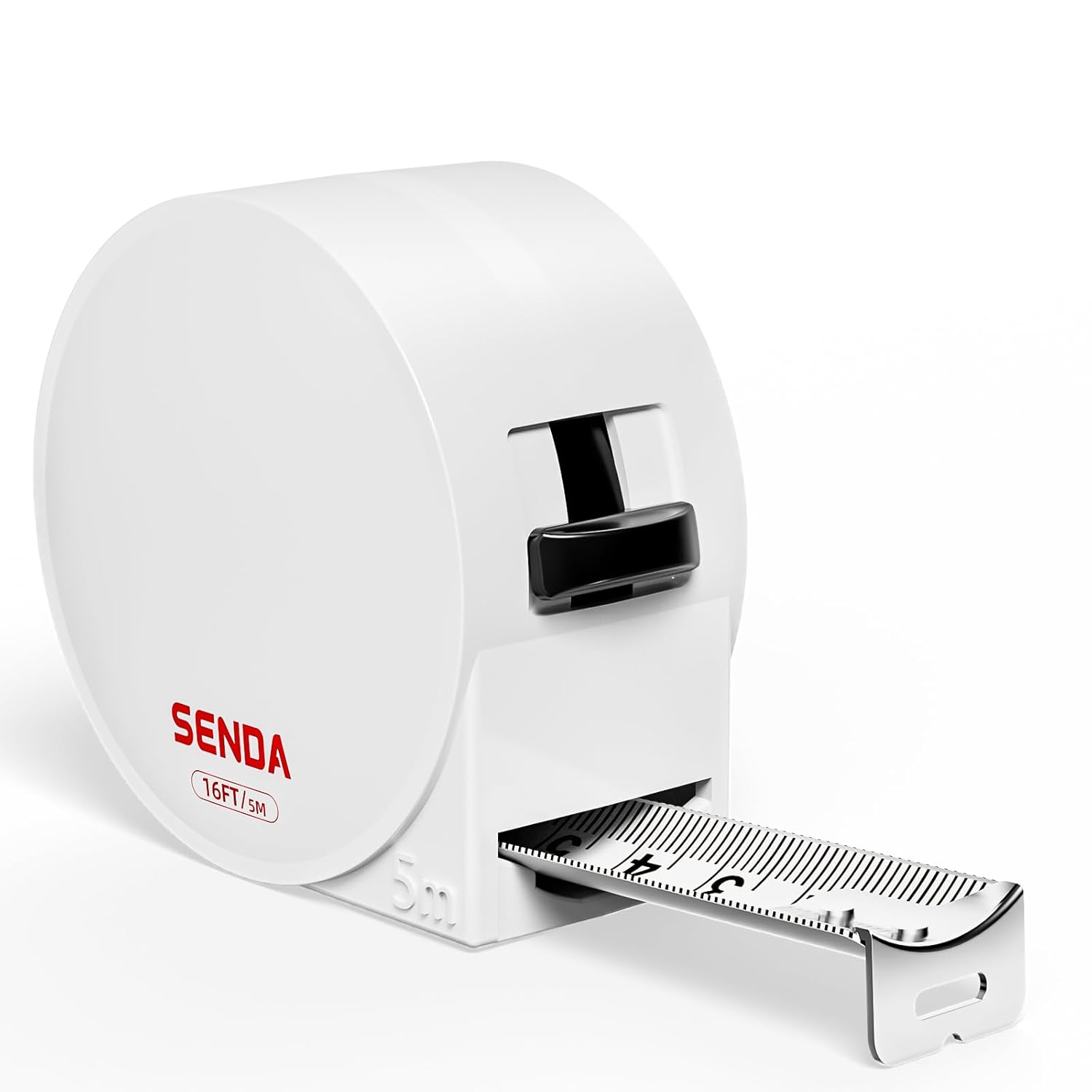 SENDA 16FT/5M Mini Tape Measure Compact Pocket Retractable Dual Inch/Metric Scale for DIY Crafts Home Office (White)