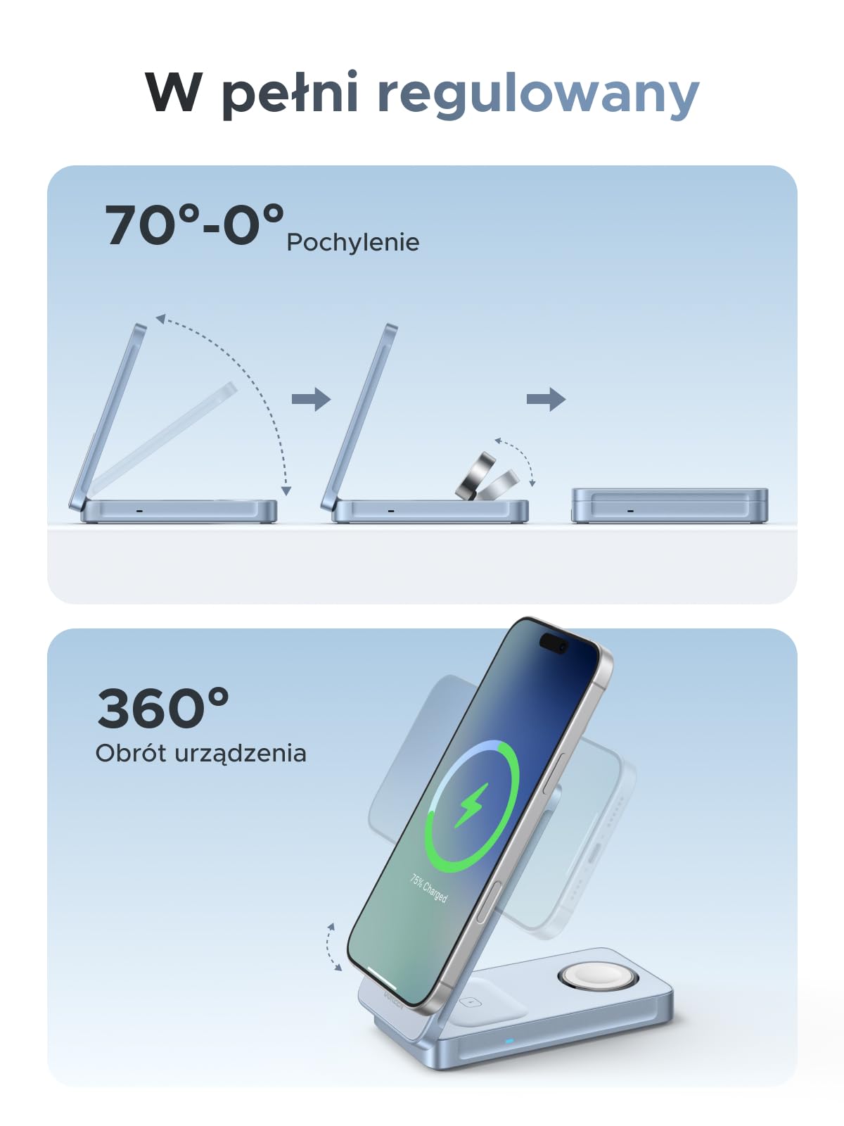 UGREEN MagFlow Qi2 25 W, magnetyczna podkładka ładująca 3 w 1 | Certyfikowana ładowarka bezprzewodowa kompatybilna z iPhone'em 17/16 i AirPodsami, z kablem o długości 1 m