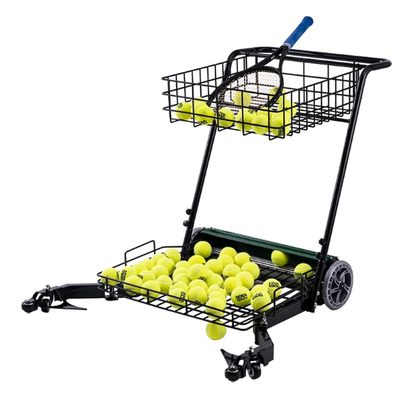 Carrello per raccogliere palline da tennis e tramogge, facile da collezionare, può contenere fino a 290 palline, con ruota girevole a 360° per una manutenzione efficiente del campo