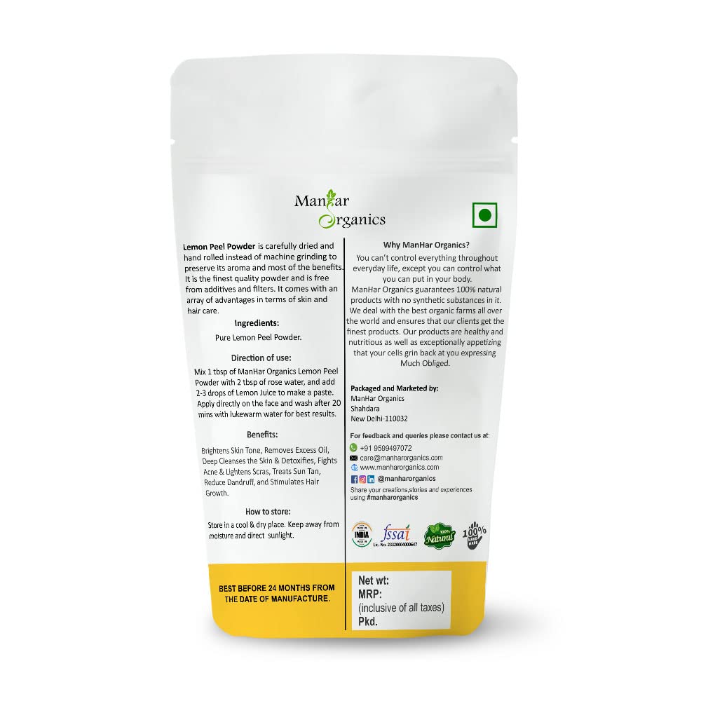 ManHar Organics Lemon Peel Powder for Face Pack 1kg| Pure Lemon Peel Powder for Skin & DIY Face Masks, Ubtan & Skincare 3