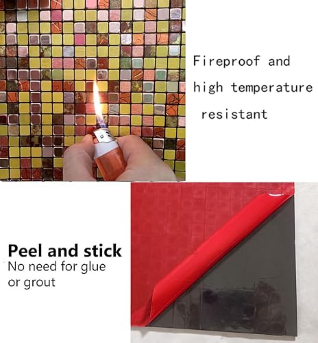 Miniatura 9 de WEIMEISC 10 hojas de azulejos en muro para cocina, azulejos autoadhesivos, para pegar en tocadores de baño, decoración de chimenea, mesa de