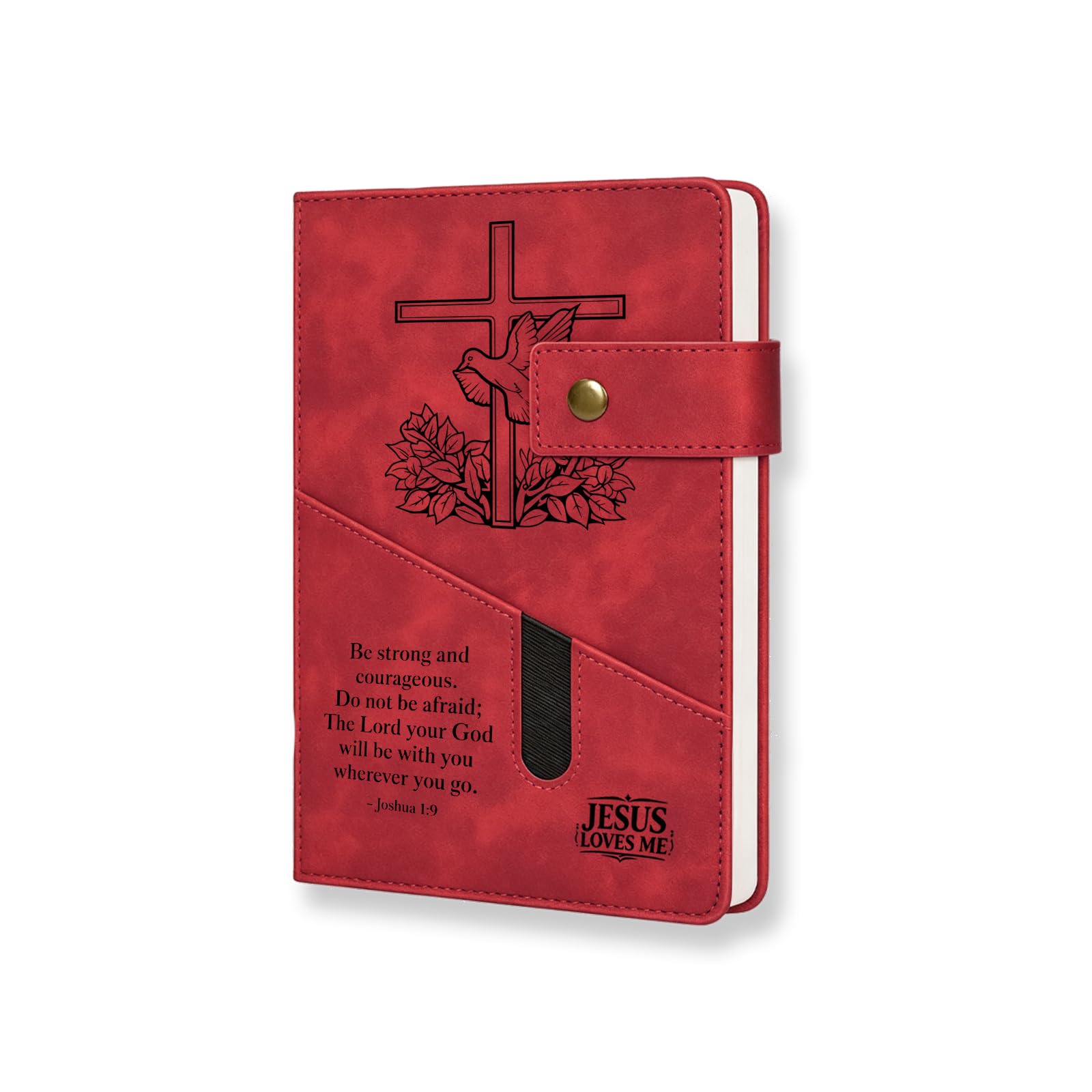 QSZ Personalised Leather Journal for Men, Women - Custom Business & Organiser A5 Lined Notebook for Coworker, Employee, Gift for Him, Her, Students, Graduation, Father‘s Day, Office (RED)