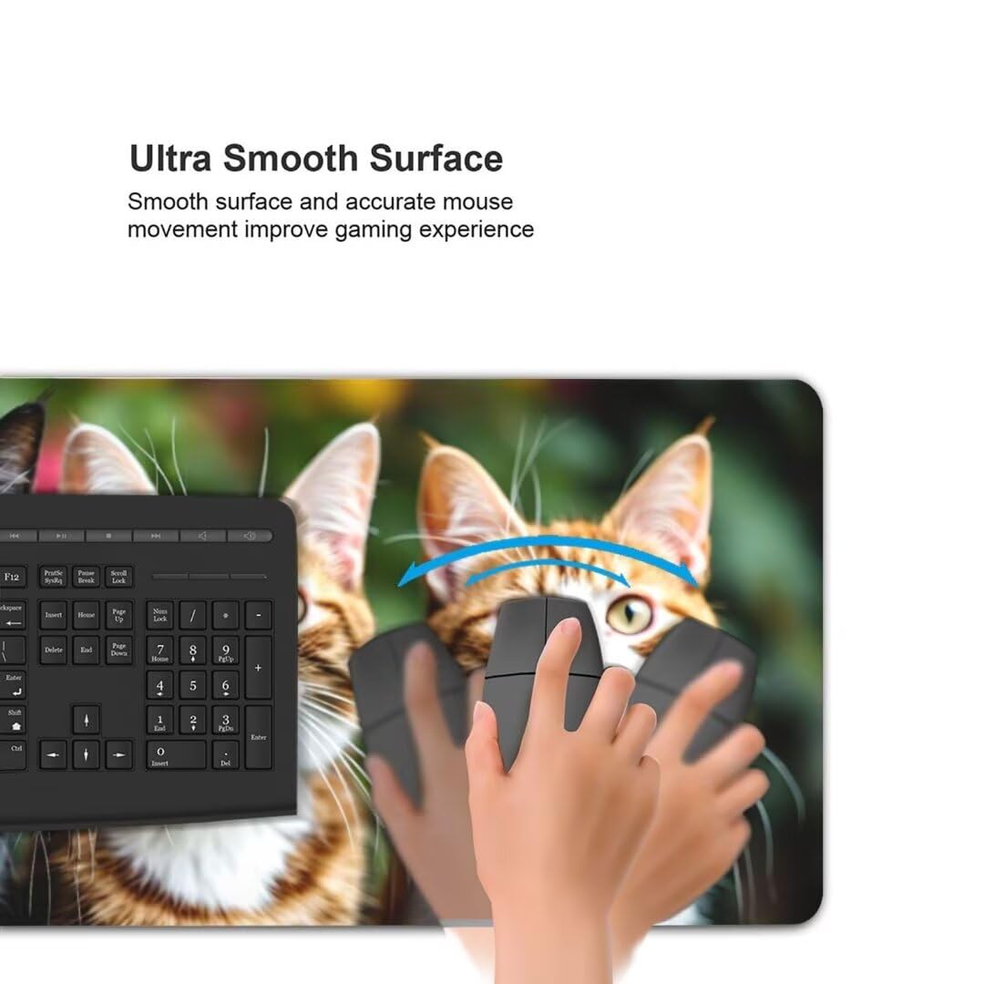 Gaming Mauspad Tier Katze Mauspad, Mousepad XXL 1400x600 mm, Mauspad Gaming Zubehör mit Anti Rutsch Basis Mouse Pad Wasserdicht und Langlebig Gaming Zubehör für Home Office Zimmer Deko S-3302