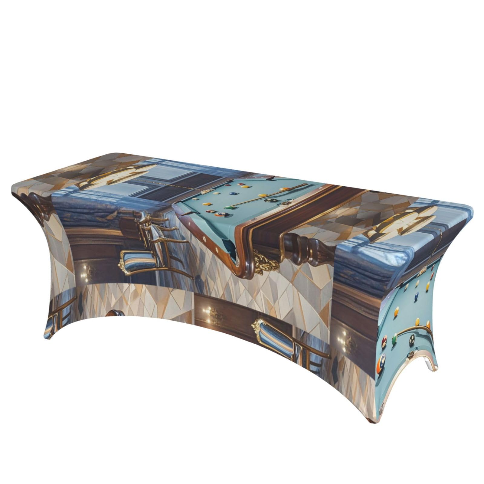 LMNGH Billiard Decorative Tablecloth Protector for Wedding, Banquet & Parties6FT Spandex Rectangle Tablecloths, Stretch Washable Table Cloth Wrinkle Free Patio Table Cover
