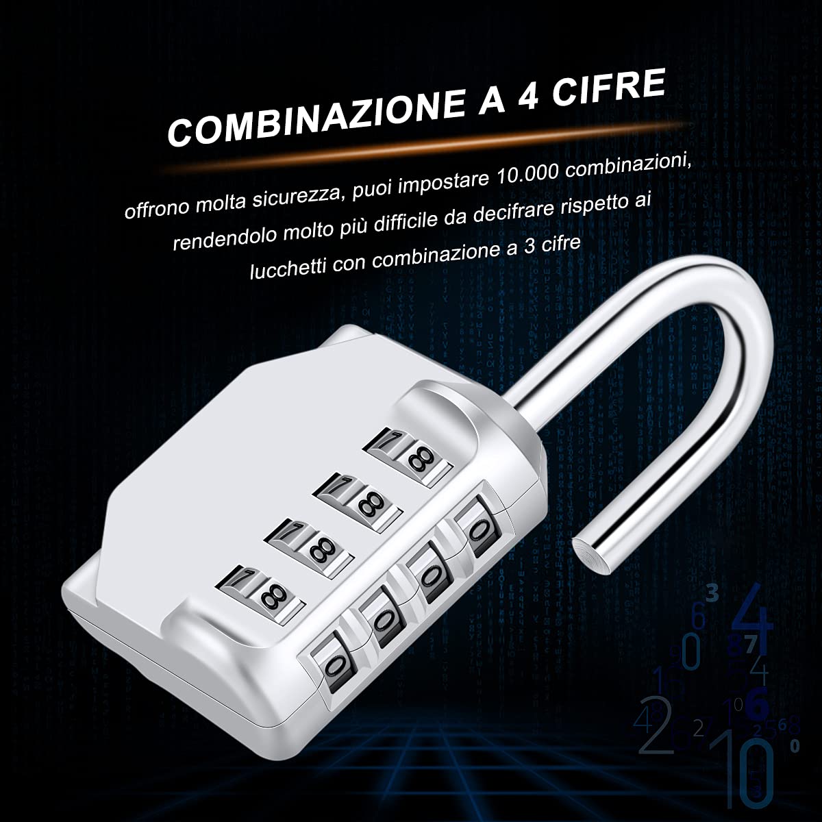 Lucchetto Combinazione, [Antipioggia] Diyife Lucchetto Armadietto Impermeabile Lucchetto A Combinazione, Esterno Serrature con Combinazione 4 Cifre Per Zaini, Armadietto, Palestra,Argento