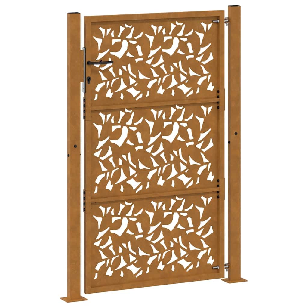 vidaXL Gartentor 100x125 cm Wetterfester Stahl Blatt-Design, Zauntor, Outdoor Tor, Eisentor, Sicherheitstor, Einfahrtstor, Metall Zauntor