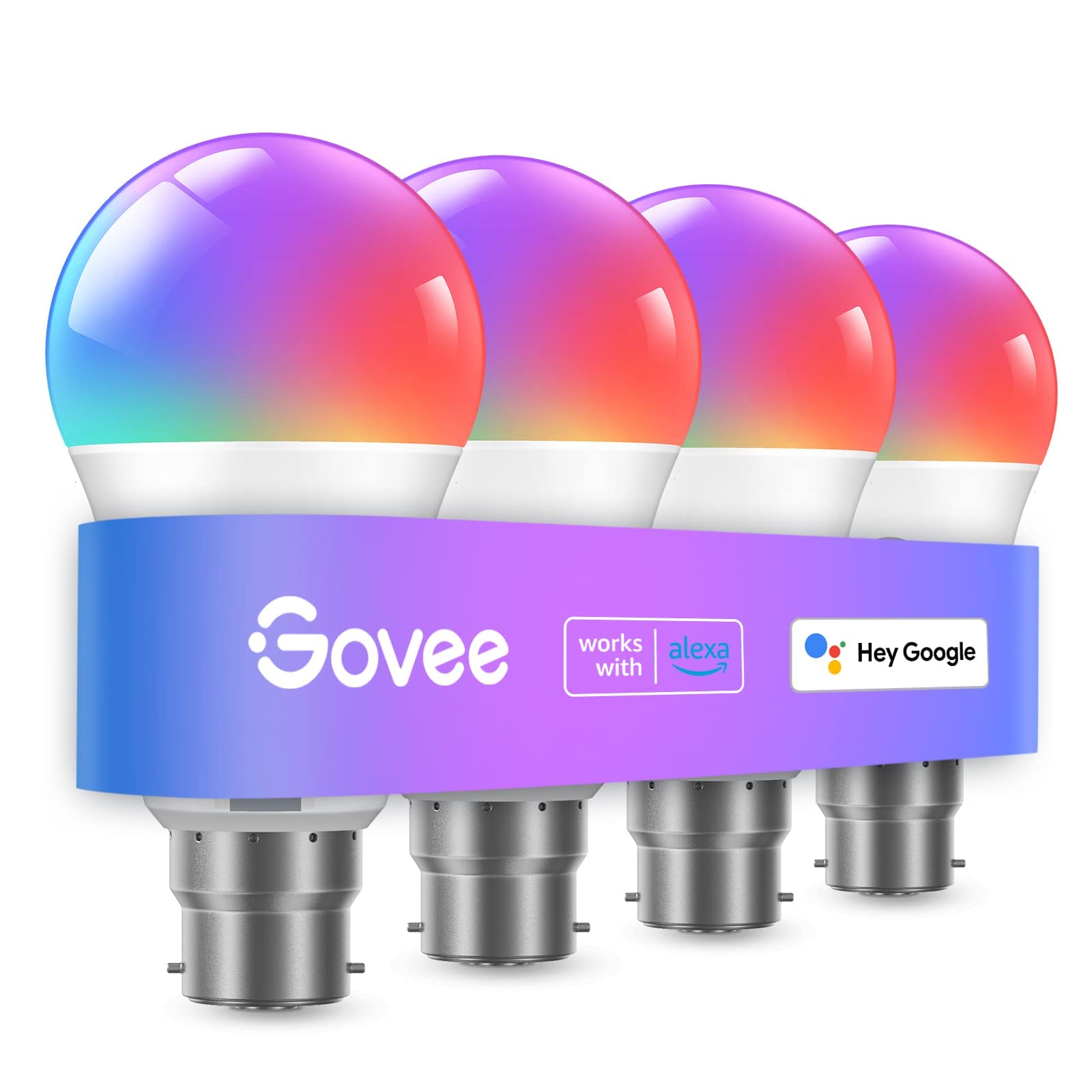 Govee Smart Light Bulbs, Color Changing Light Bulb, Work with Alexa and Google Assistant, 16 Million Colors RGBWW, WiFi & Bluetooth LED Light Bulbs, ...
