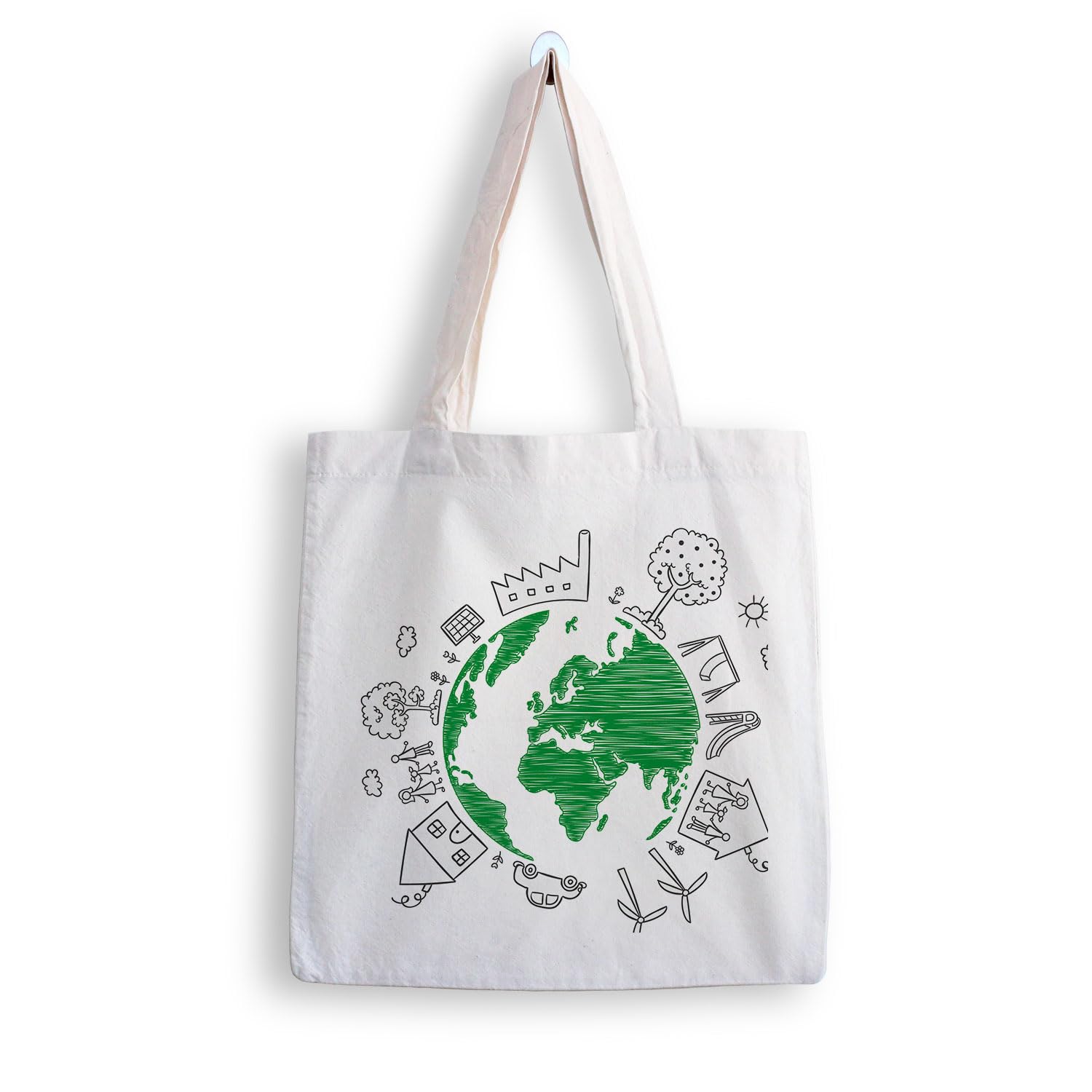 Canvas Tote Bags for Women, College Bag for Girls, Tote Bag for Shopping, Travel & Beach Bags for Women - Green Earth - D No - 242-image-2