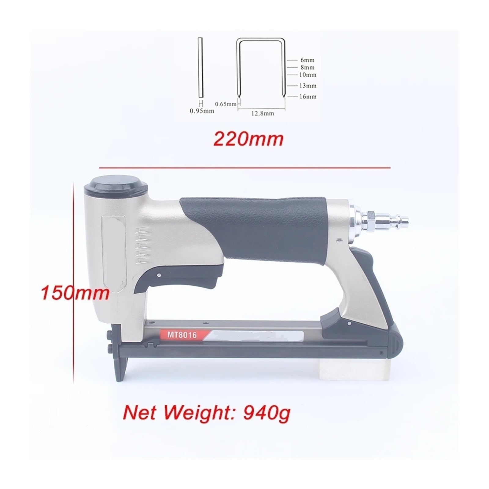 Pistolet pneumatyczny do gwoździ, Zszywacz Pneumatyczny MT8016 Z Cienkim Drutem Koronowym 12,8 Mm, Niski Poziom Hałasu, Ciśnienie Robocze Powietrza,Projekty dekoracyjne