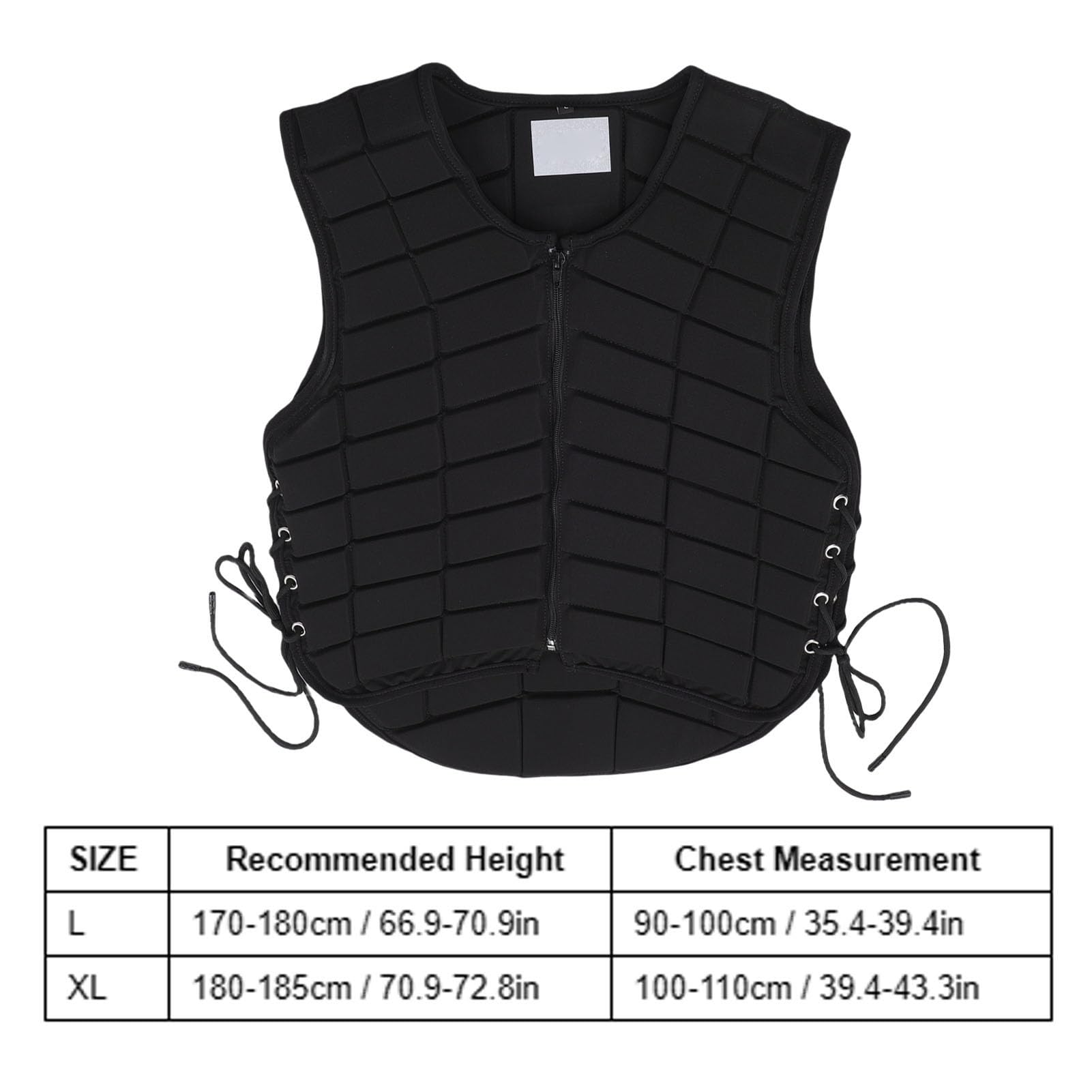 Gilet Equestre Gilet Protettivo per Equitazione, di Sicurezza per Equitazione, con Chiusura Frontale con Zip con Lacci Laterali Regolabili e Imbottitura Estesa, Ideale per Movimenti Senza