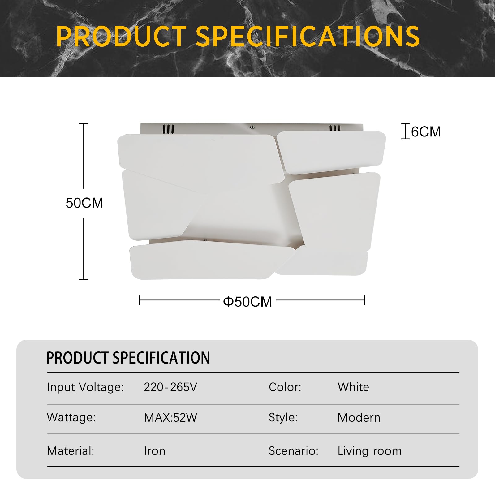 50 Cm Lampadario Camera Da Letto,Dimmerabile Plafoniera A Led Decorazione,Stereoscopico Metallo Lampada Da Soffitto Con Telecomando,Plafoniera Per Camere Da Letto Cucina Corridoio Ufficio,52W