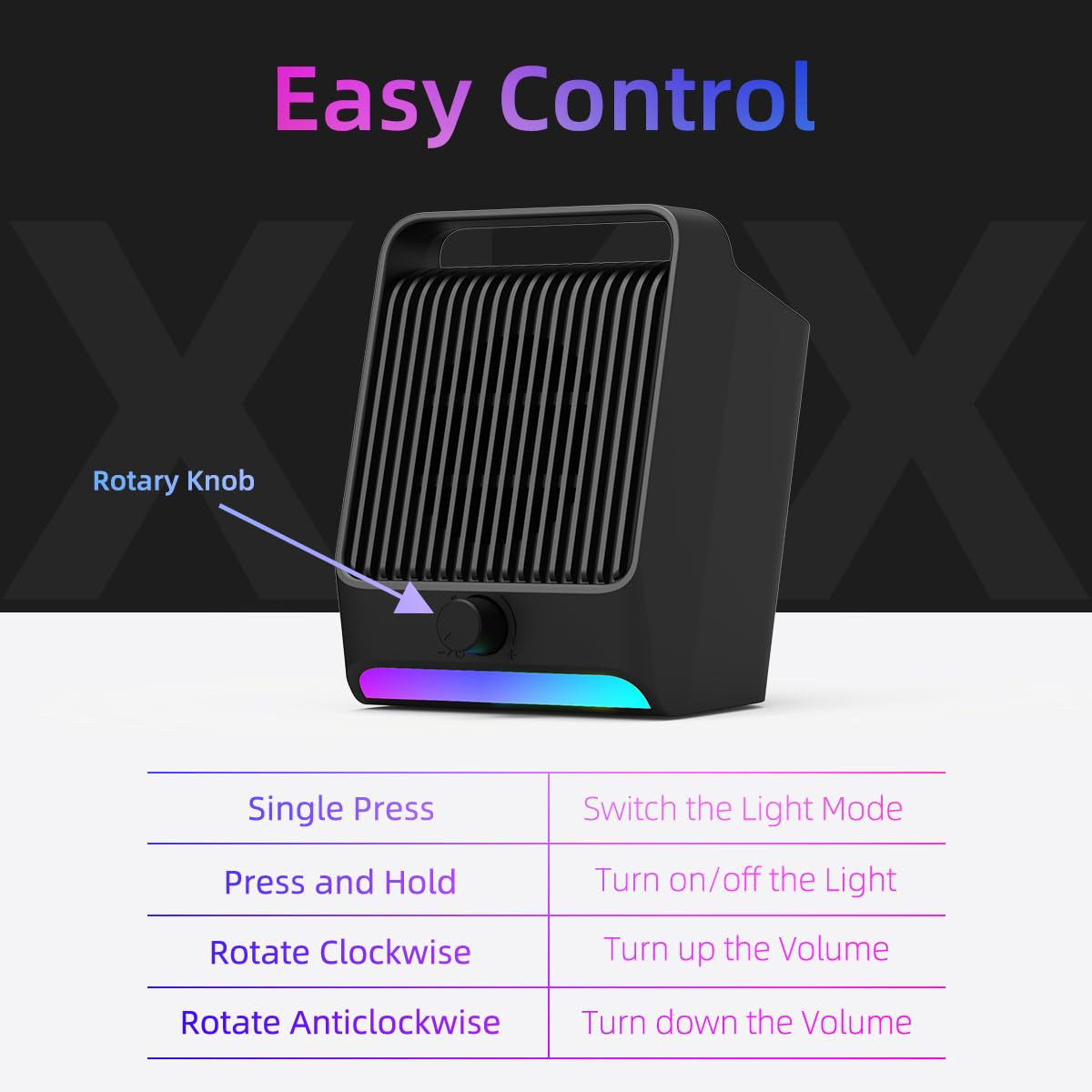 USB Computer Speakers For Desktop PC Laptop - Small Plug-N-Play With Dynamic RGB Light, Stereo Sound & Deep Bass
