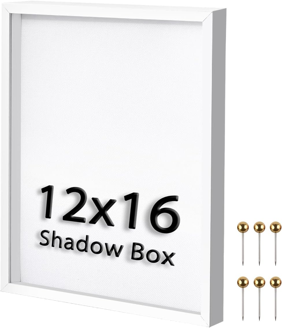 5x5 Small Shadow Box Frame | Soft Linen Back & Push Pins Included, Polystyrene Glass Memory Display Case for Flowers, Tickets & Cherished 3D Items, Black