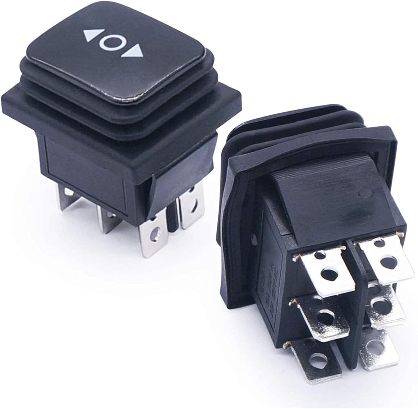 2pcs Waterproof Momentary Rocker Switch 6 PINOff3 Position Black 250V/16A 125V/20A