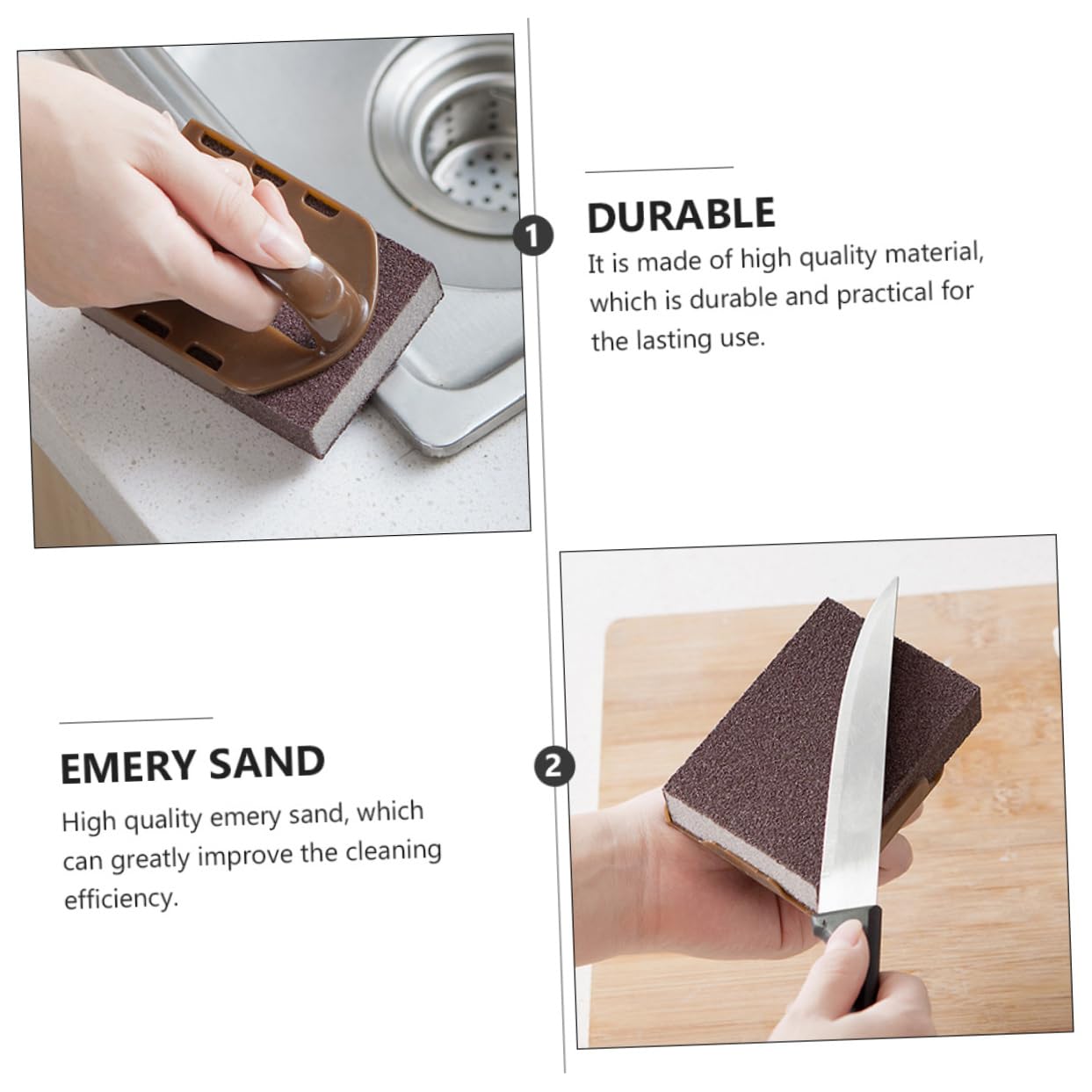 TOVINANNA 2sets 5pcs Emery Cleaning Sponge with Handle Kitchen Decontamination Brush for Pots Tools and Removal Convenient and Cleaning Random Color 5pcs*2