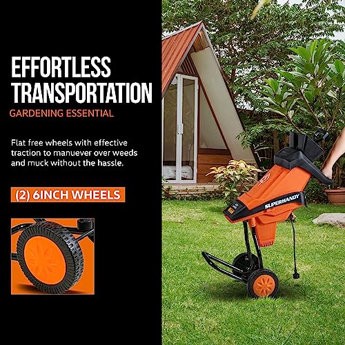 SuperHandy Leaf Shredder Mulcher, Corded Electric, 17:1 Reduction, 15A 1800W 120VAC Dual Edge Blades, for Brush, Sticks, Dry Debris