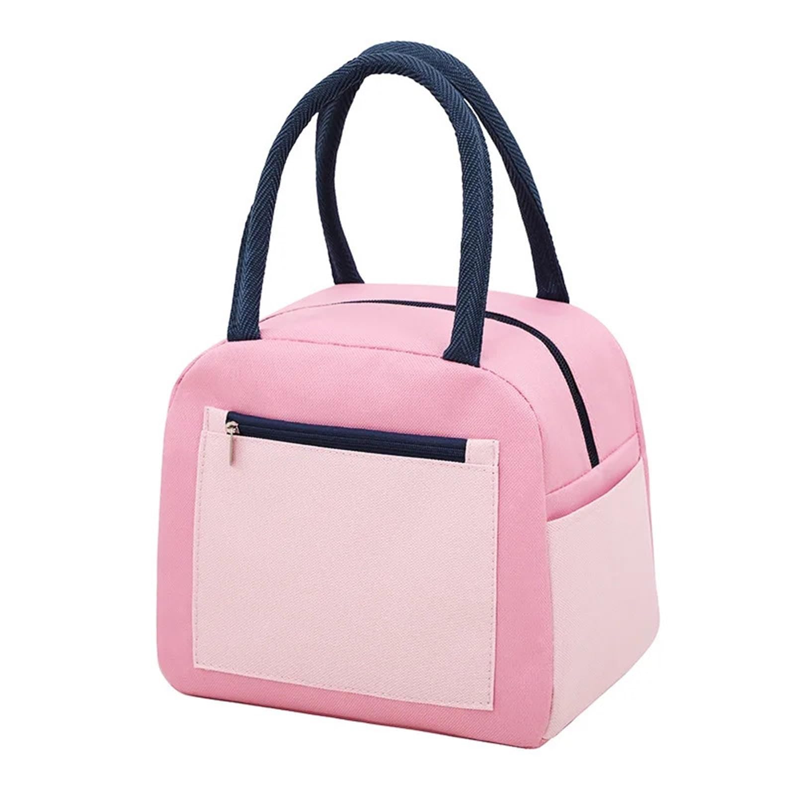 Bolsa Almuerzo Bolsa de almuerzo portátil for niña y mujer, paquete enfriador de hielo, aislamiento, bolsas de almacenamiento de alimentos for Picnic, bolso escolar for cena Bento, 2 uds.(Pink)