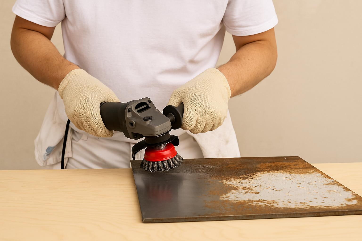 Cepillo de alambre para amoladora angular de 75 mm – Alambre trenzado con rosca M14 x 2 – Cepillo de limpieza resistente para eliminar el óxido y la pintura en metal
