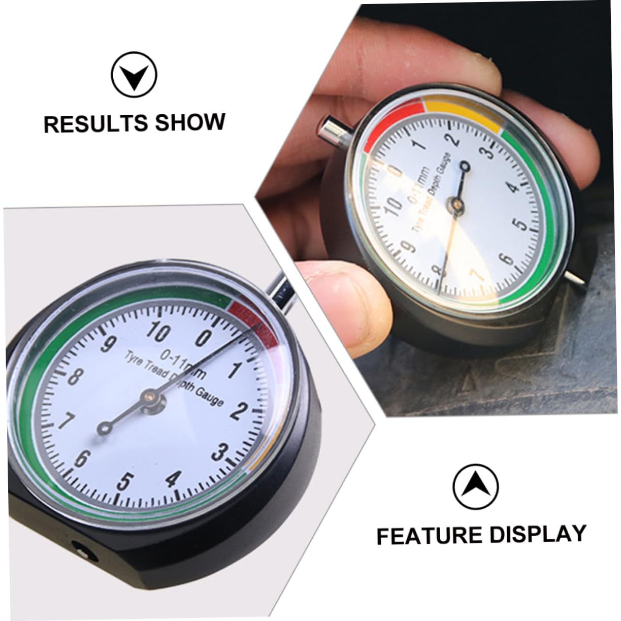 Hemobllo 2pcs Auto Tire Tread Depth Gauge Stainless Steel Tire Pointer Monitor for Cars Trucks Precise Measurement Tool Portable Compact Design for Safety Driving