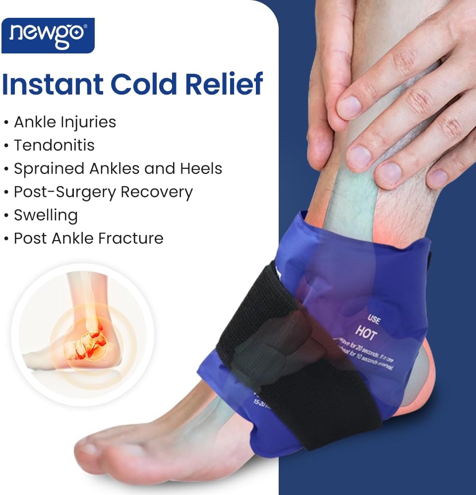 NEWGO Bundle of Large Knee Ice Wrap and Ankle Ice Pack Blue