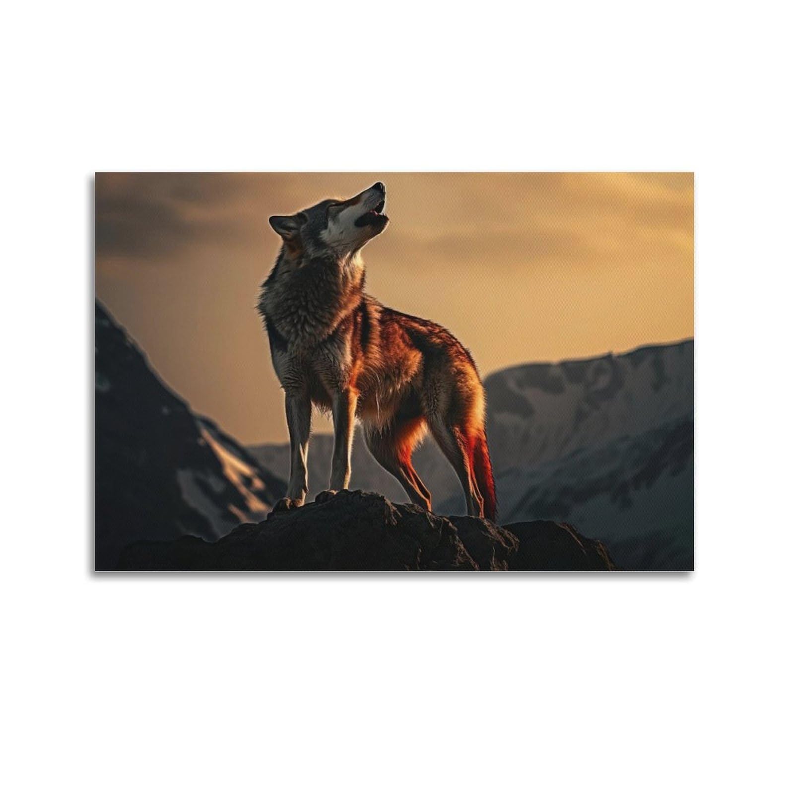 JTLFXY Animal Artwork Poster The Wolf on The Mountaintop Poster Decorative Painting Canvas Wall Posters And Art Picture Print Modern Family Bedroom Decor Posters 20x30inch(50x75cm)
