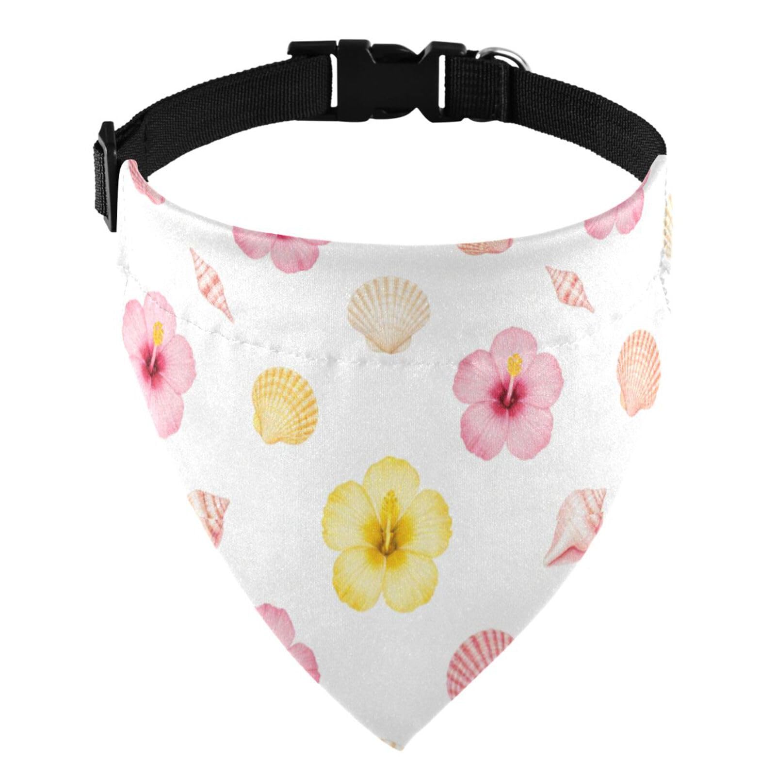 Collier souple avec anneau en D grand chien et chat coquillages tropicaux