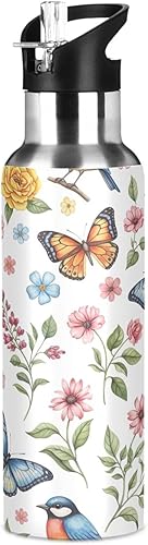 Miniatura 8 de Stainless Steel Vacuum Insulated Water Bottle 32 Oz, Leakproof Water Bottles for Gym Outdoor Travel School, Colorful Watercolor Flowers