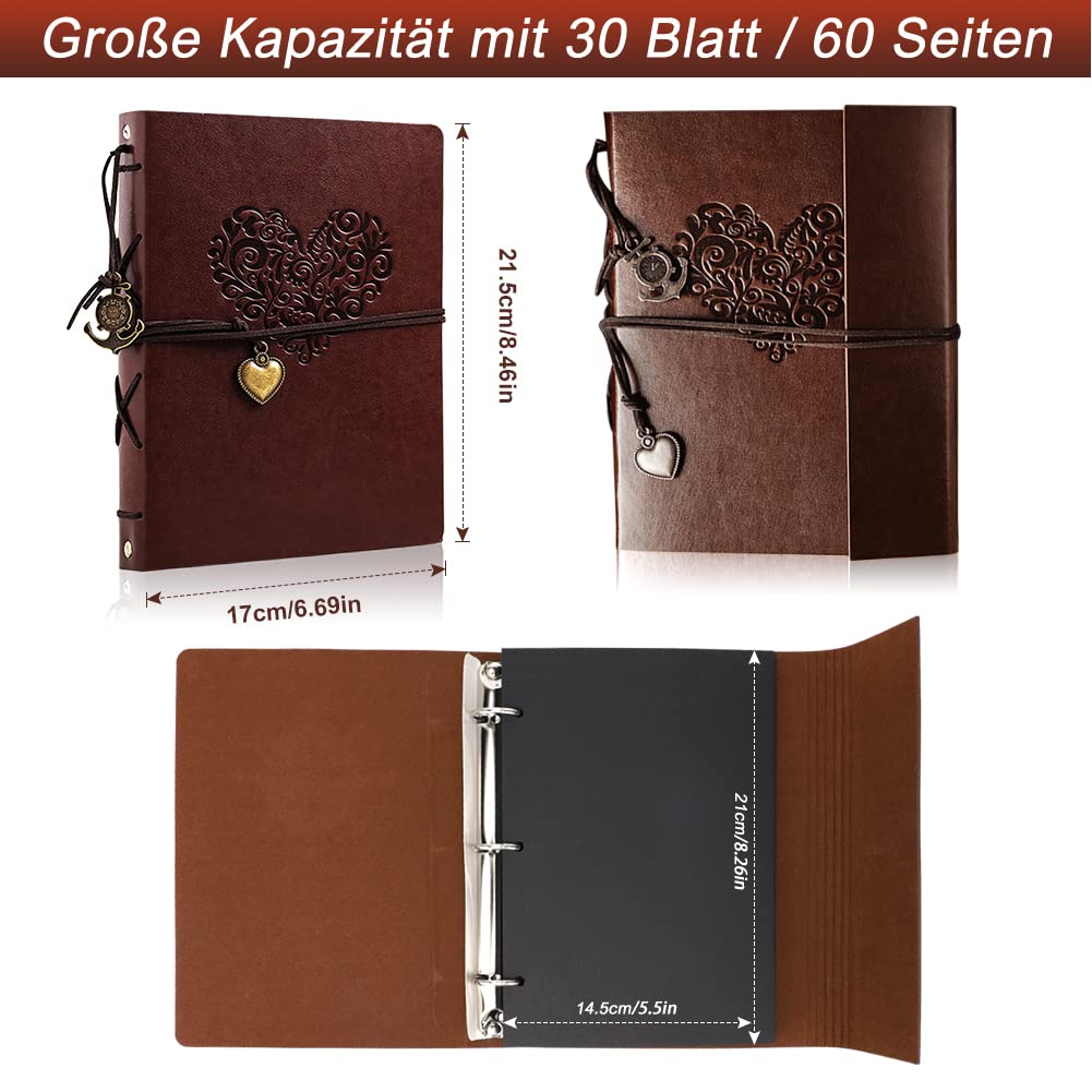 Álbum de fotos de piel EUBSWA Vintage 21,5 x 17 cm 60 páginas 240 imágenes libro de visitas boda regalo