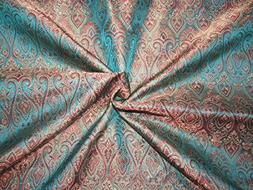 Tissu brocart de soie d'ameublement vert et vin pour customiser vos coussins