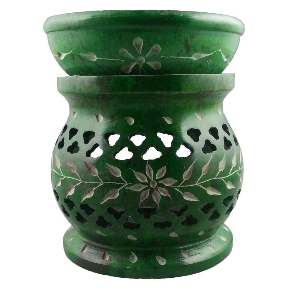 Green Elven Soapstone Essential Oil Burner/Aromatherapy Oil Burner - Medium