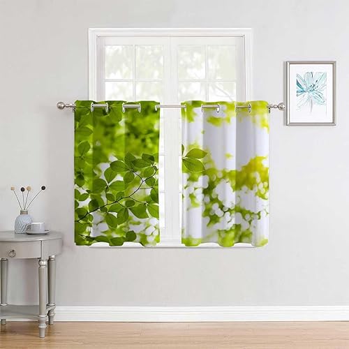 Miniatura 2 de Cortinas para Habitacion Cortinas para Habitacion blackout con hojas verdes, cortinas divisoras de habitación para Ventanas de Cuarto de 63 pulgadas