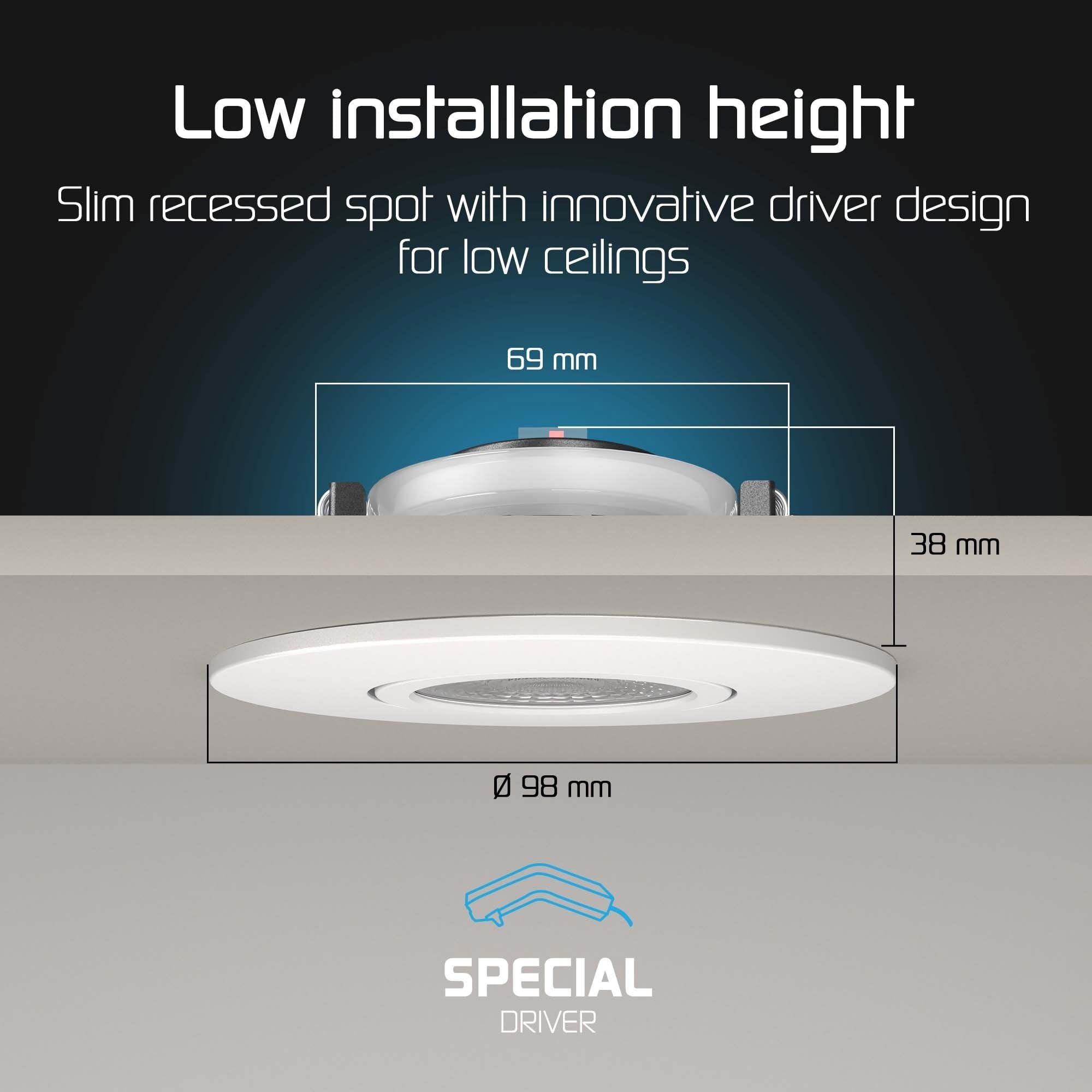 Ledvion 6 piezas foco LED blanco 6W CCT neutro impermeable IP65 | Medida de empotrar Ø96mm; Impermeable para bano ducha y zonas interiores humedas