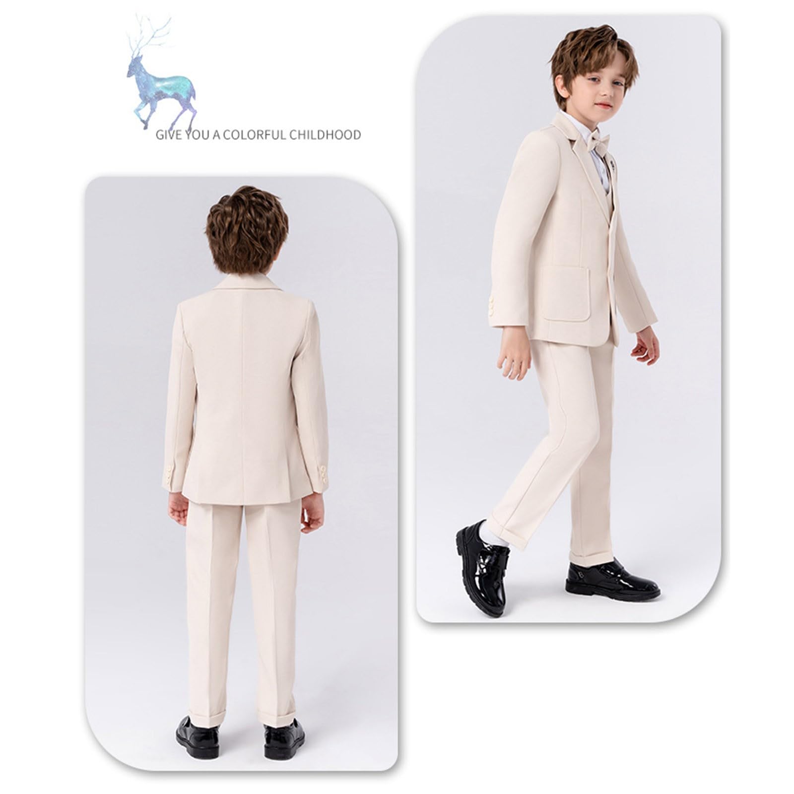 Generisch Bambini Bambino Bambino Bambino Ragazzi Primavera Autunno Plaid Camicia Manica Lunga Pantaloni Cappotto Papillon Abiti 5PC Vestito Vestire