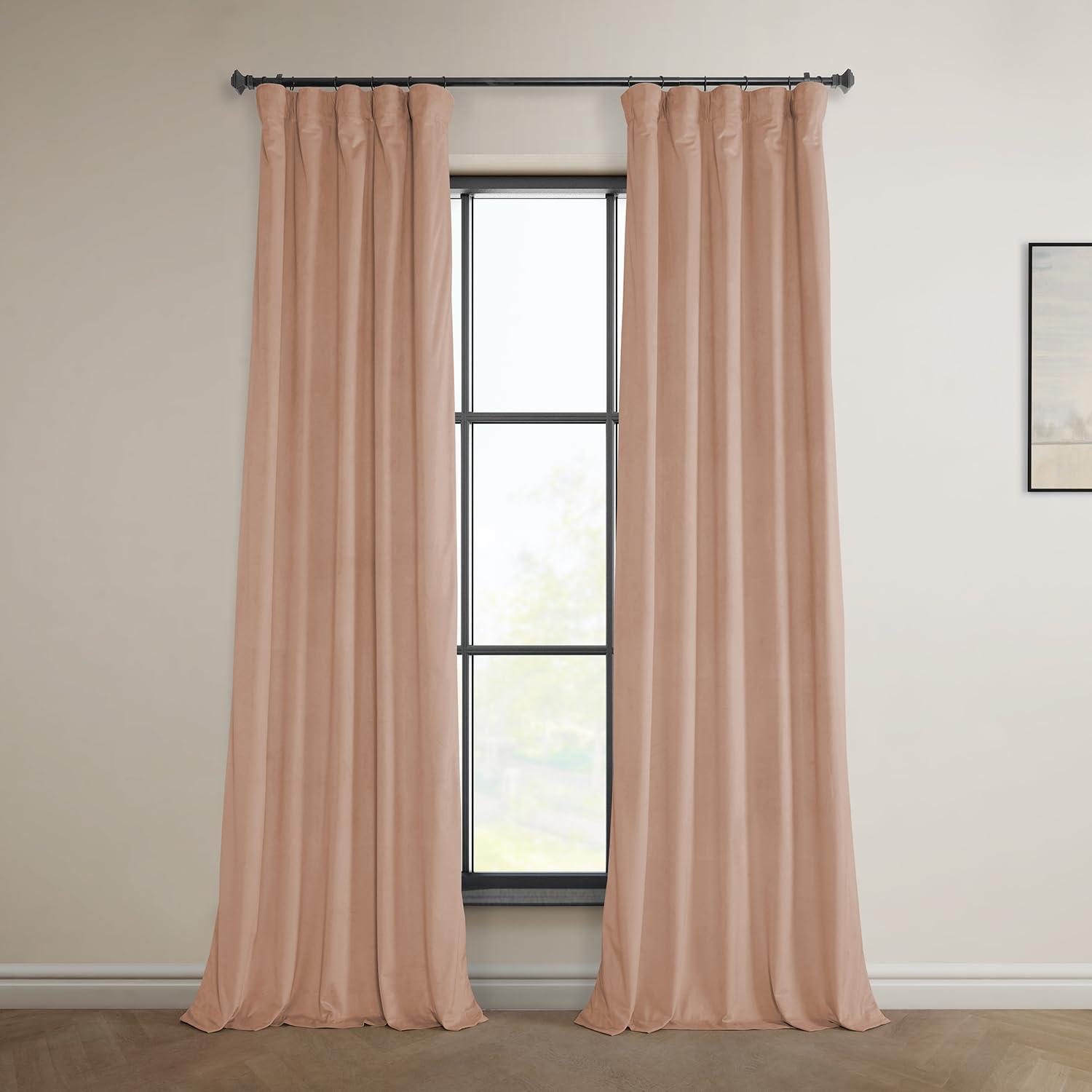 HPD Half Price Drapes Heritage Plush Velvet Curtains 108 Inches Long Room Darkening Curtains for Bedroom &amp; Living Room 50W x 108L, (1 Panel), Peach Blossom