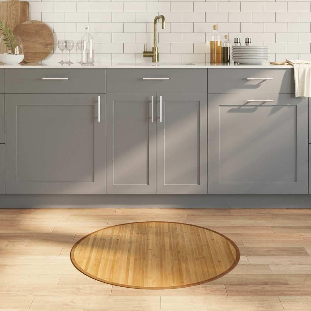 Tapis rond en bambou naturel - 80 cm - Moderne - Tapis naturel en bambou pour salon, chambre à coucher, couloir - Robuste et antidérapant