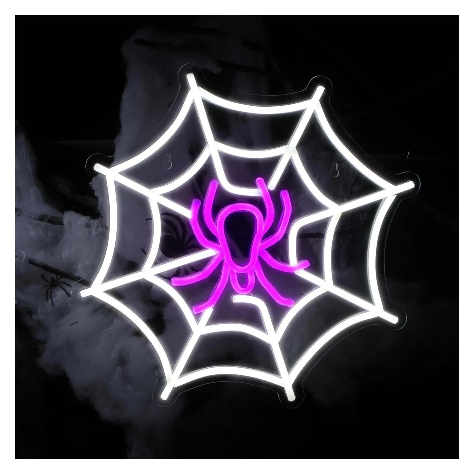 SHOUXI Sign Lamp Spider Web Neon Sign Lighted Wall Art Hanging Decoration Light USB Powered for Birthday Ceremony Party Bar Festival Atmosphere Decor 33cmx33cm