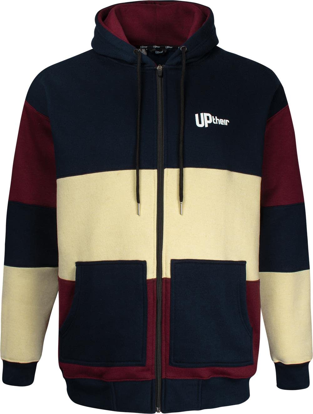 Uptheir Apollo Men's Contrast Zip Hoody Navy and Yellow - Comfortable Fit Large Hooded Sweatshirt with Pouch Pockets - Plus Size Casual Sports Jacket (UK, Alpha, M, Regular, Regular)