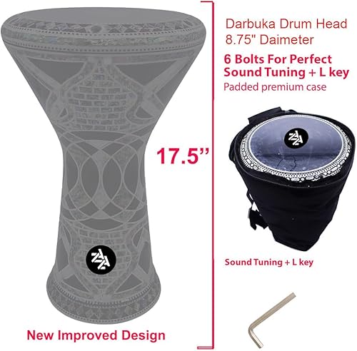 Miniatura 4 de Las perlas japonesas de Zaza Percussion de 17.5 pulgadas Darbuka Doumbek egipcias (perlas japonesas 1)