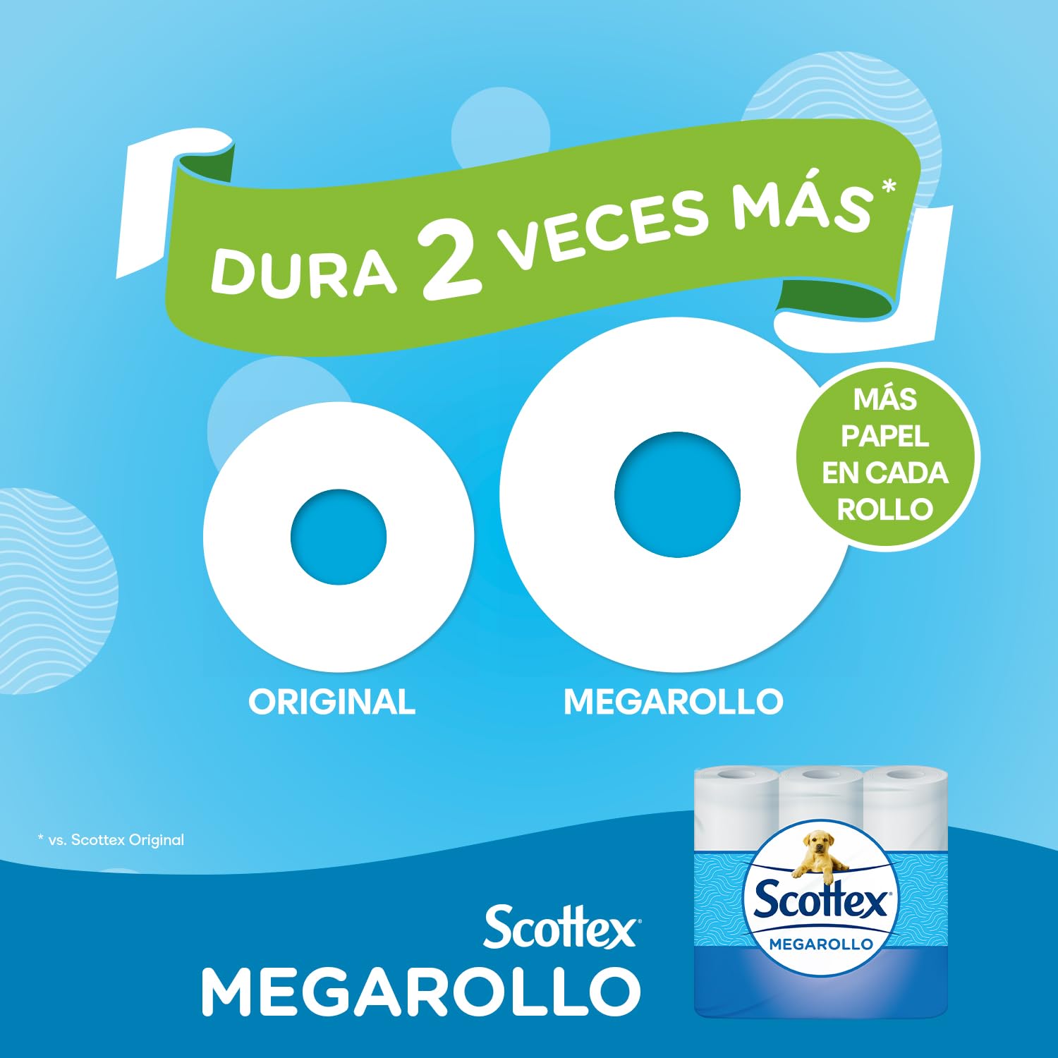 Scottex Papel Higiénico Megarollo (Doble rollo) 48 rollos equivalen a 96 rollos regulares - (4 packs de 12 rollos)