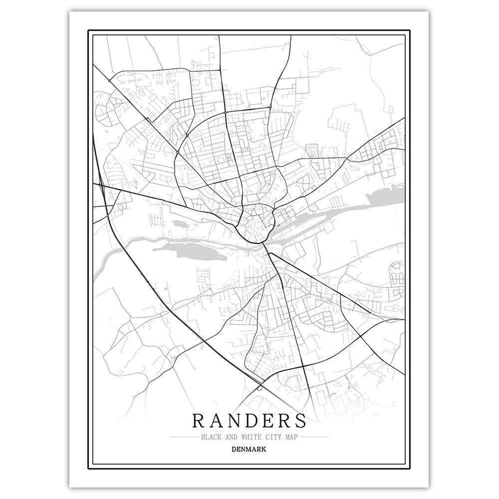 Carte de la ville de Randers peinture pour décoration de salon et bureau moderne