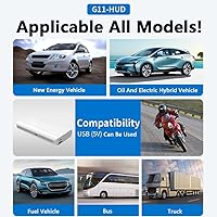 Vista 9 de Riloer Pantalla frontal para automóvil con chip GPS, brújula y sensor de luz, HUD con pantalla LED HD de 5.5 pulgadas (4.8 x 2.7 in), pantalla