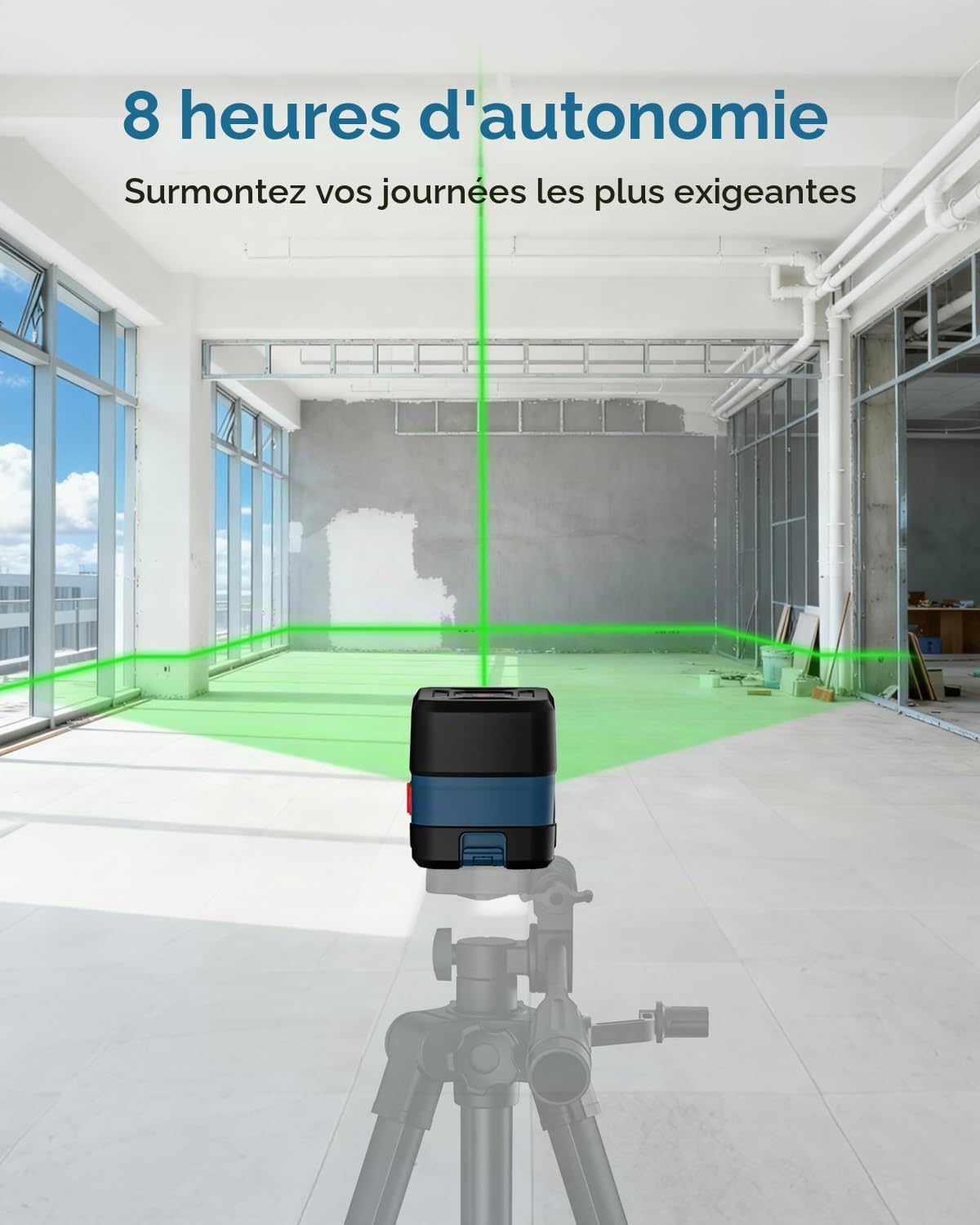 Niveau Laser Vert, RockSeed Cross Line Laser avec Auto-nivellement, Lignes Verticales et Horizontales, Rotatif à 360 Degrés, Pochette de Transport, Batterie Incluse