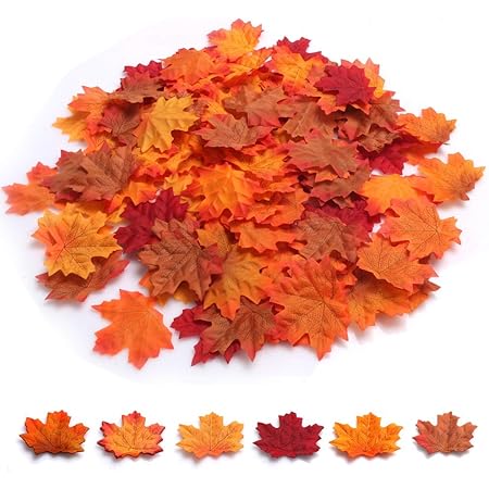 6 Stück Künstliche Ahornblätter-Deko – 28 Cm, Mit Herbstblumen & Beeren, Für Thanksgiving & Herbstdekoration