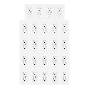 65W USB C Outlet,Greencycle 24PK Ultra-Speed USB C Wall Outlet Receptacle for Laptop iPhone iPad Charging,15A Tamper Resistant USB Outlet,UL Listed,White