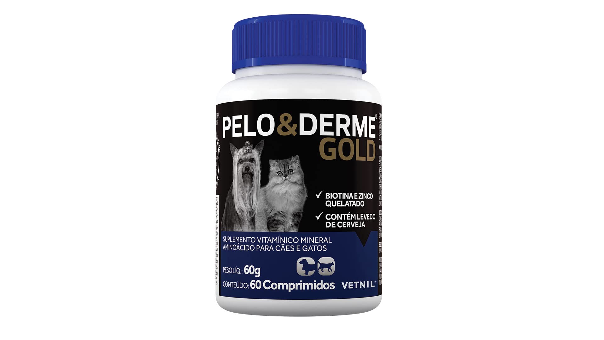 Embalagem do VETNIL Pelo E Derme Gold com 60 comprimidos