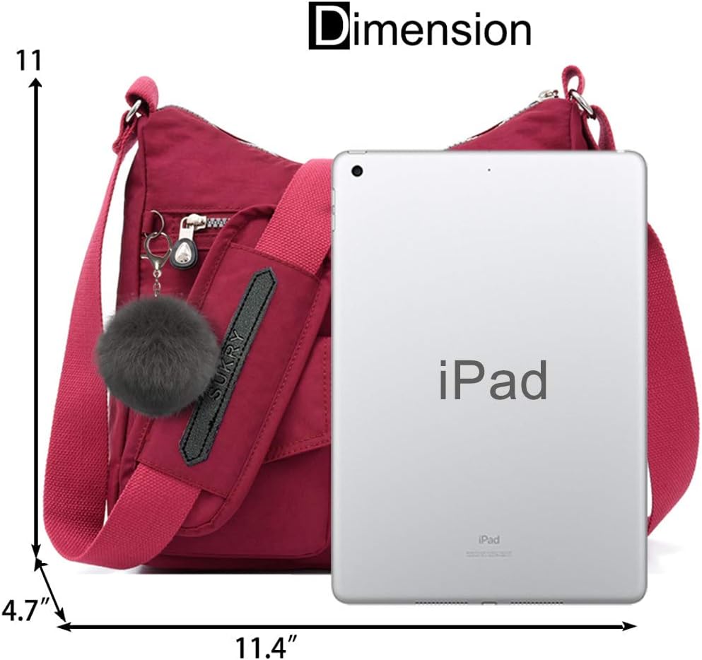 SUKRY Nylon Crossbody Bag for Women with Anti theft RFID Pocket, Waterproof Shoulder Bag Travel Purses and Handbag - Image 3