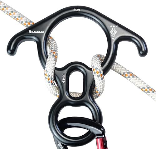 Miniatura 11 de 30kN/35kN/40kN Rescate Figura 8 Descender Engranaje de escalada Equipo de descenso Dispositivo de rappeling de placa de aparejo para escalada