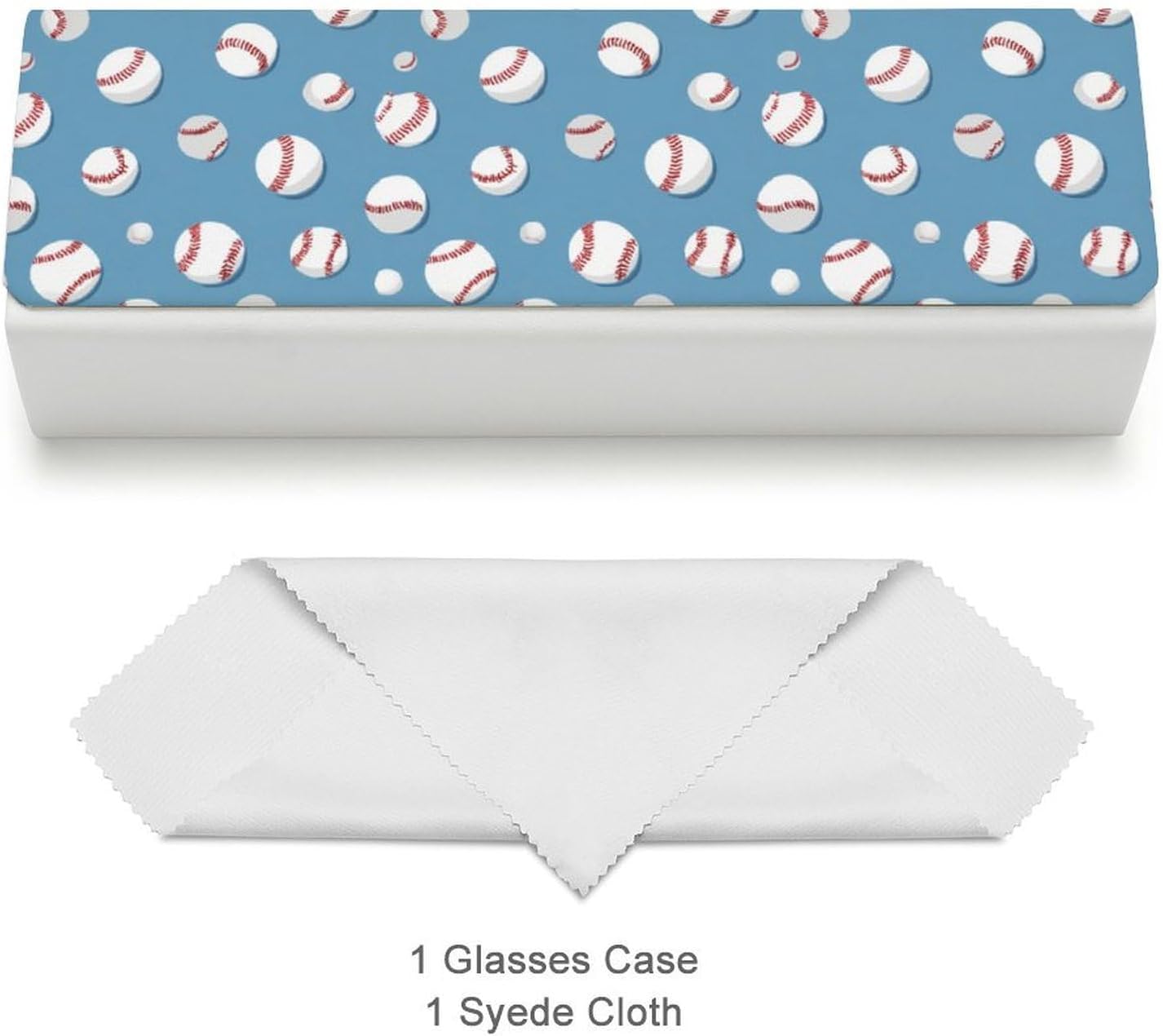 Baseball Pattern Eyeglasses Case with Cleaning Cloth image 3